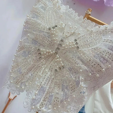 Women's Clothing Heavy Beaded Floral Tank Sexy Crop Tops Ropa Mujer Lace Butterfly Top Navel-Baring Sexy Cropped Top Summer Camis