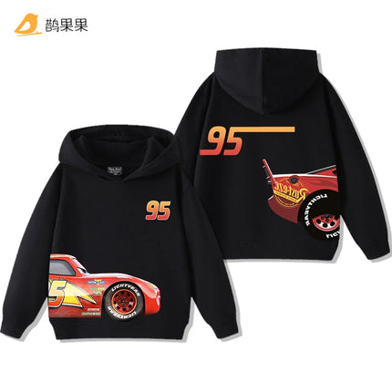 Cars Lightning McQueen Fun Printed Kids Boys Girls Hooded Sweatshirt Fall and Winter Casual Fashion Warm Student Hoodie