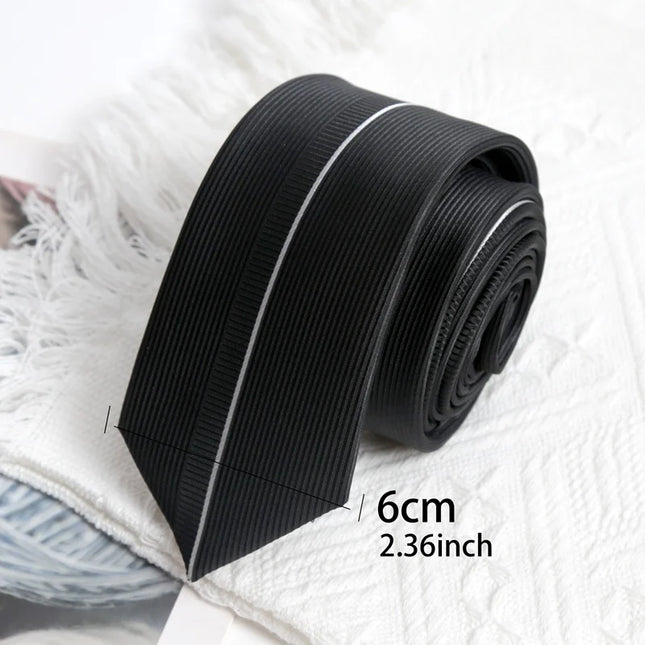 Black Luxury Stripe Tie Handmade High Quality Necktie Skinny 6cm Ties for Men Women Cravat Business Party Corbatas Accessories