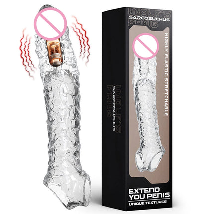 Penis Sleeve Extensions Condom Male Enlargement Delay Vibrators Clits Massager Cock Ring Vibrating Penis Cover Sex Toys For Men