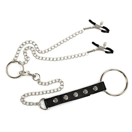 Nipple Clamps with Penis Ring Stainless Metal Long Chain Testis Bondage Nipple Stimulator Erotic BDSM Sex Toys for Couples