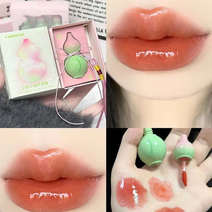 Cute Zucchini Jelly Lip Gloss Mirror Watery Gloss Liquid Lipstick Hydrating Lasting Moisturizing Tender Pink Student Lips Makeup