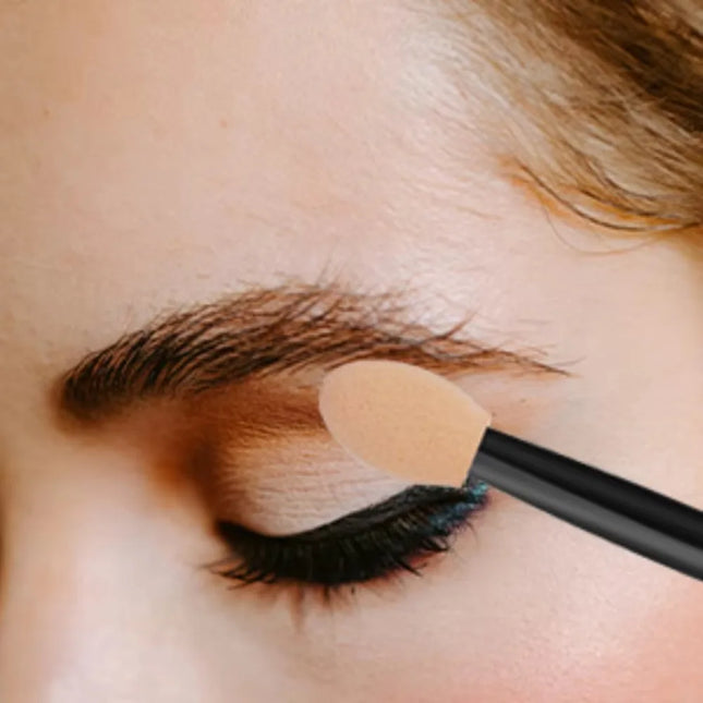Cute 50/100PCS Disposable Eye Shadow Sponge Applicators Dual Sided with Container Makeup Brushes for Eyeshadow Length