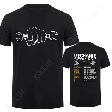Men's T-Shirt Tops Mechanic Hourly Rate Unique Tee Shirt Male T-shirt Car Fix Engineer Graphic Design T-Shirt Clothing Gift Idea