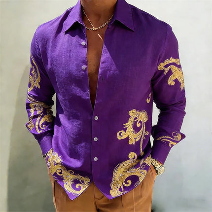 2026 Men's Linen HD 3D Printed Shirt Casual Long Sleeve Button Designer Shirt Hawaiian Outdoor Wedding Party Clothes for Men