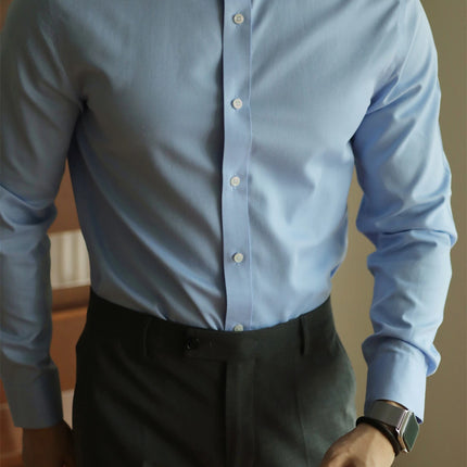 Men's long-sleeved shirt: casual, simple, high-quality, wrinkle-free, slim fit, business formal, all-season collection