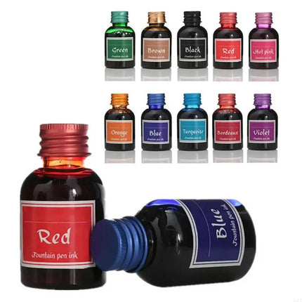 10 Colors 1 Bottle Pure Colorful 30ml Fountain Pen Ink For Refilling Inks Stationery School Office Supplies Drop Shipping