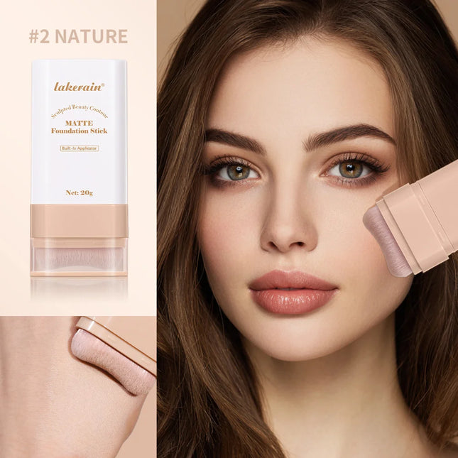 Skin Tint Foundation Stick with Brush Multi Use Matte Waterproof Long Lasting Oil Control Thin Coverage for Blemishes Concealer