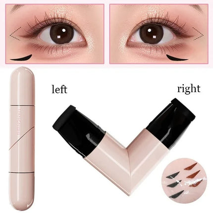 1Pc Rotate Eyeliner Stamp Integrated Dual-Tip DIY Eyeliner Wing Stencil Waterproof Smudge-Proof Longwear Liquid Pens Black Brown