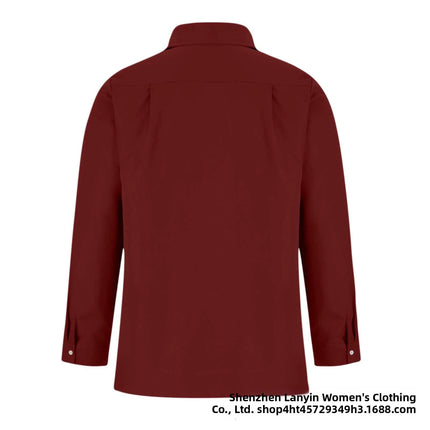 Long Sleeve Collared Men's Shirt Business Commute Style Polyester Fabric Machine Washable Spring Autumn Collection 2025