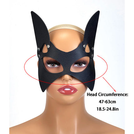 Gothic Punk Cat Mask, Half Face Harness Costume, Fetish Masquerade Cosplay Mask for Women Halloween Carnival Party Date Night