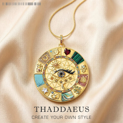 Necklace Amulet Magical Lucky Symbols New Fine Jewelry Europe 925 Sterling Silver Wheel Of Fortune Gift For Women Men