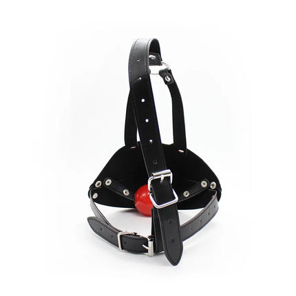 PU Leather Harness Face Mask Cool Black Headgear BDSM Bondage Restraint Muzzles Ball Mouth Gag Sex Toys for Couples Adult Games
