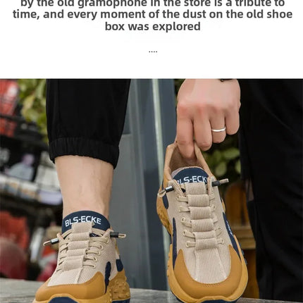 Men's Spring New Sport Shoes Casual Classic Trendy Thick Bottom Leisure Shoes Breathable Microfiber Upgraded Spring Autumn