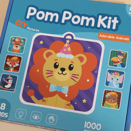 Handmade Material Children's Sticker Book Hairball Educational Animal Pompom Art Kit Early Learning Montessori Pompom Crafts