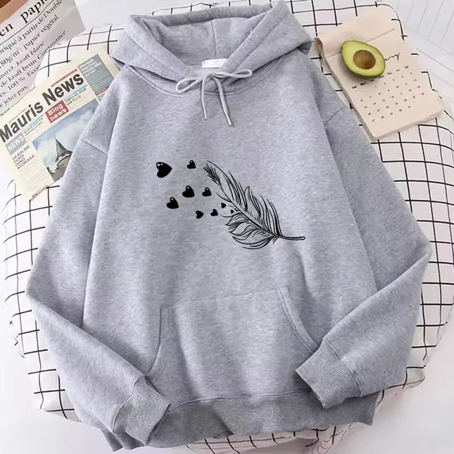 Retro Love Heart with Leaf Casual Hoodies Sweatshirts Men Women Fashion Clothing Hooded Casual Y2k Sweatshirt
