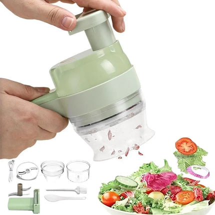 4-in-1 Cordless Electric Vegetable Chopper, Rechargeable Food Processor for Meat, Garlic, Onions & Peppers