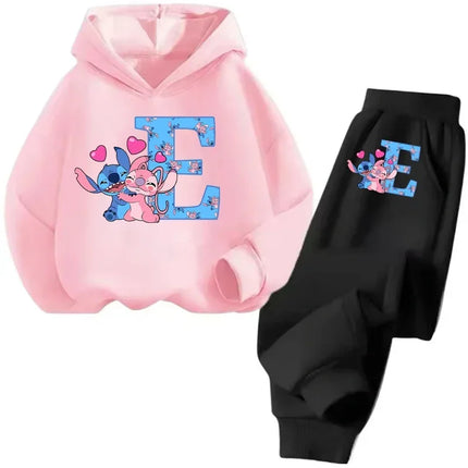 Stitch Disney Child Long  Children Casual Wear Everyday Style Spring Fall Sweatshirt Set Cartoon Letter Gifts