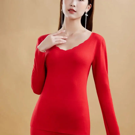 Velvet Long Johns Solid Thermal Underwear Sets Winter Women Clothes Warm Lingerie Long Sleeve Trousers 2 Pieces Thermal Pants