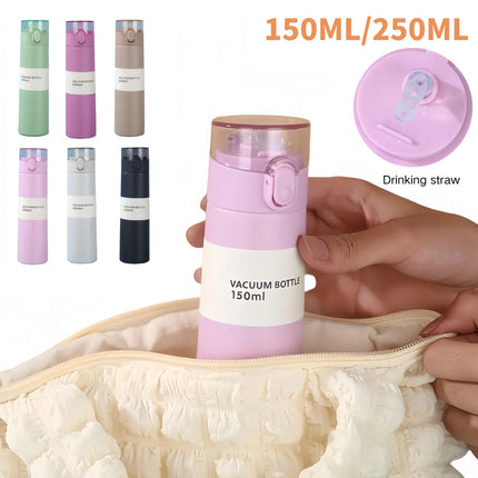 150/250ml Stainless Steel Thermal Water Bottle With Straw Mini Thermos Cup for Tea Coffee Mug Travel Vacuum Flasks Insulated Cup