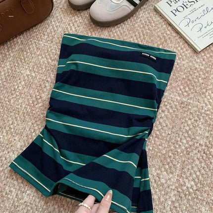 Ultra Sexy Striped Pure Desire Backless Vest with Anti-Slip Strip Integrated Cotton Camisole Tank Top Women's Fashion