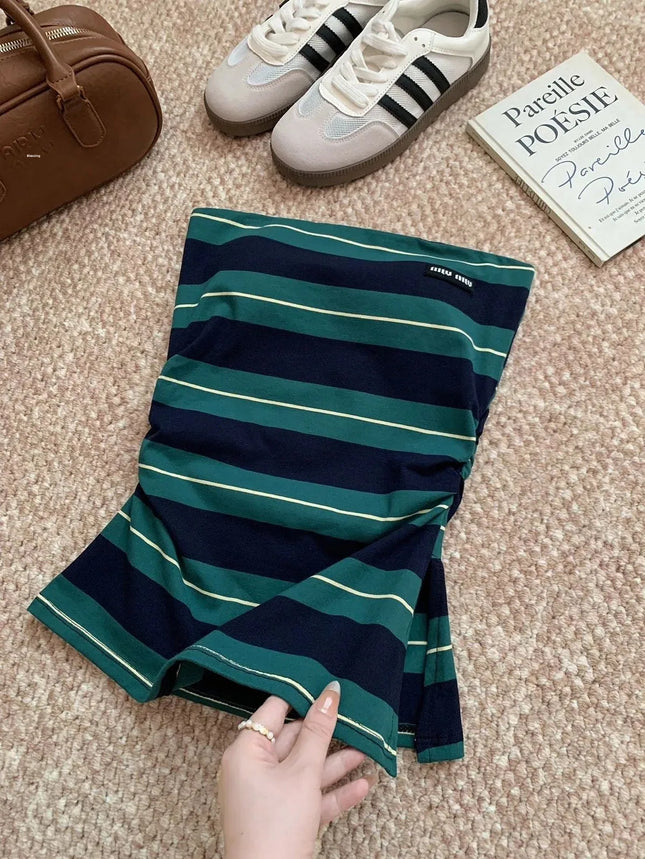 Ultra Sexy Striped Pure Desire Backless Vest with Anti-Slip Strip Integrated Cotton Camisole Tank Top Women's Fashion