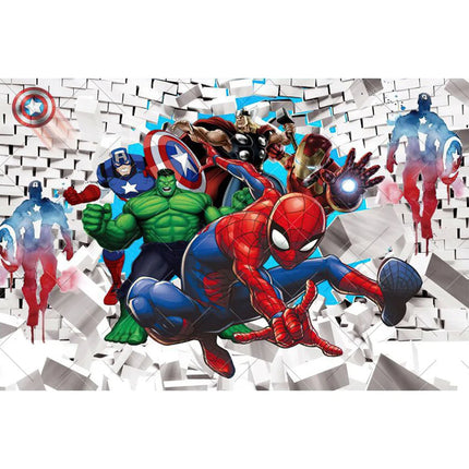 Avengers Backdrops Children Birthday Decoration Custom Text Superhero Photography Background Spider-Man Captain America Iron Man