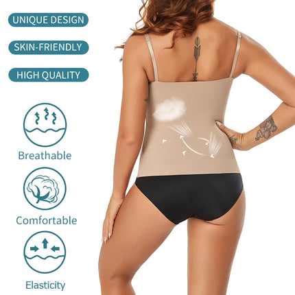Women Sexy Shapewear Top Tummy Control Smooth Body Shaper Camisole Tank Top Slimming Belly Compression Vest 2PCS 2025 Summer