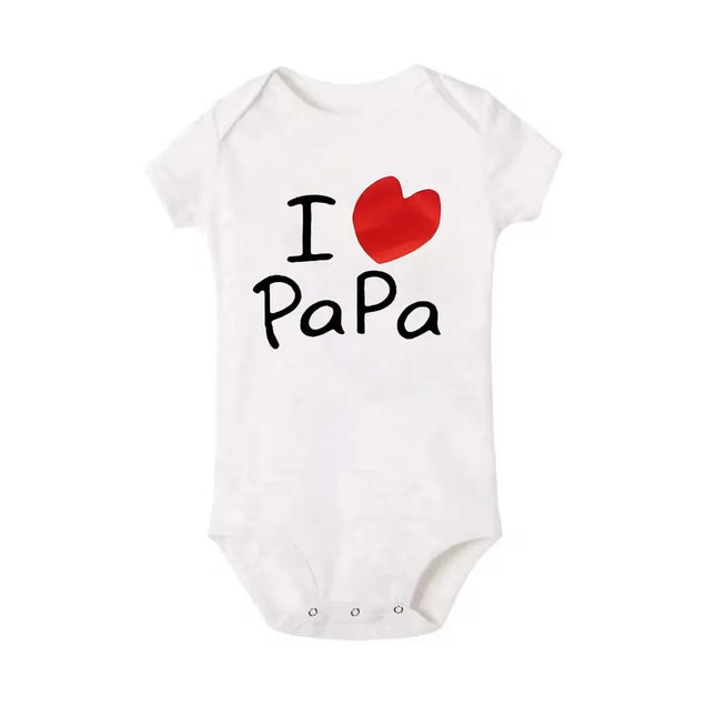 "I Love Mama & Papa" Letter Print Baby Boys Girls Romper Short Sleeve Infant Jumpsuit Clothing Newborn Costume