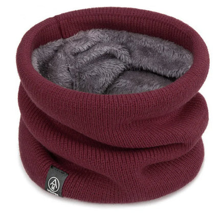 Warm Knitted Scarf Thickened Plush Windproof Winter Neck Gaiter Cold-proof Outdoor Sport Skiing Running Men Women Tube Scarf