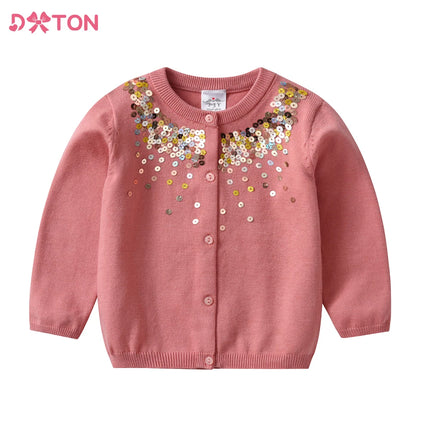 DXTON Girls Cardigan Sweater Spring Autumn Children Knitted Kids Sweater Long Sleeve Toddler Knitwear Girl Cardigan Sweater Coat