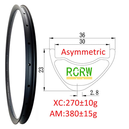 29er MTB XC AM 270g-465g Carbon Rim 28/30/32/34/35/36/38/40 Wide 23/25/28/30mm Deep Symmetric or Asymmetric UD 24/28/32/36Hole