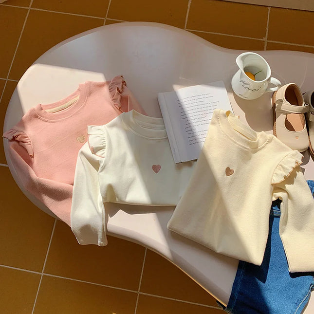 New Children's T-Shirt Sweater Girls Long-Sleeved Spring and Fall Models Long-Sleeved Bottoming Shirt Girls Sweater T-Shirt Long