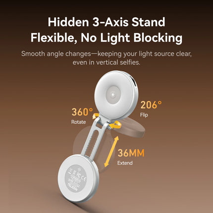 TELESIN Magnetic 360° Rotating RGB Mini Selfie Fill Light | 3 Adjustable Color & Brightness Modes for iPhone & Android Smartphon