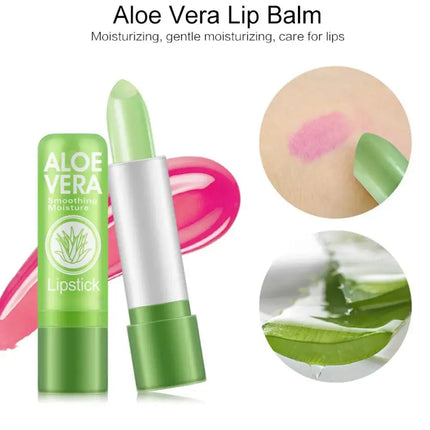 Aloe Vera Color-Changing Lipstick Long-Lasting, Moisturizing, Temperature-Activated Lip Balm, Fade-Resistant Nourishing Lip Care