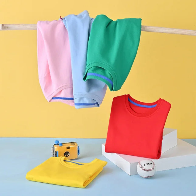 Autumn Solid Color Clothes 2-10Years Children's Hoodies Sweatshirts Girl Kids White Tshirt Cotton Pullover Tops for Baby Boys