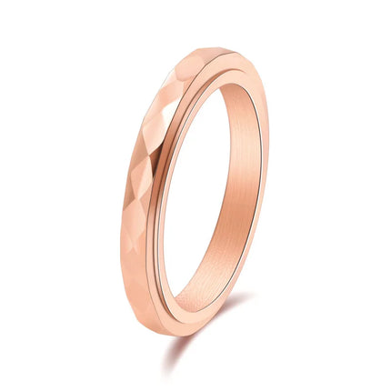 3mm Thin Stainless Steel Faceted Spinner Ring Wedding Band for Women Girl Size 5-12