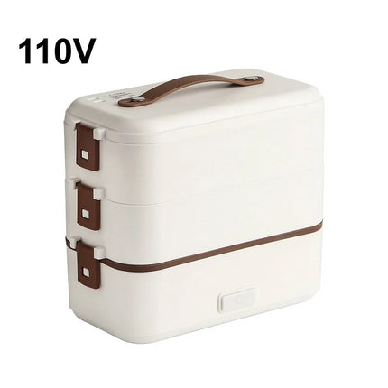 110V/220V Portable Electric Lunch Box 304 Stainless Steel Office Lunch Box Multi-function Cookable Food Heater Auto Power Off