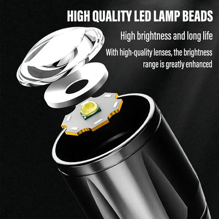 Portable COB+LED Camping Light Flashlight USB Rechargeable Zoom Tactical Torch Lamp Waterproof Emergency Torch Christmas Gift