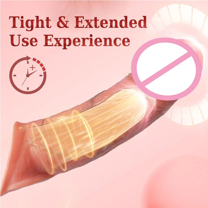 Penis Enlargement Sleeve Vibrator for Men Hollow Dildo Silicone Ejaculation Delay Realistic Penis Extender Adult Couples Sex Toy