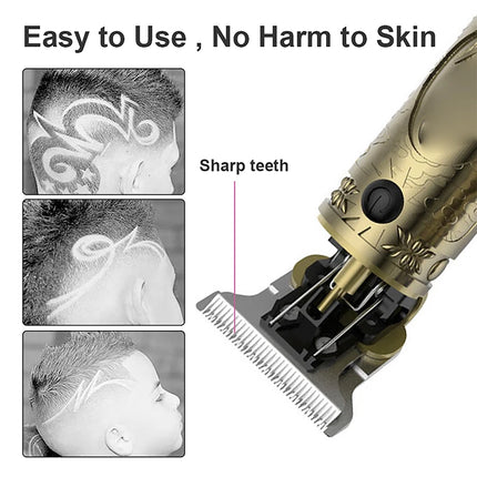 Wireless Stainless Steel T Blade Sharp Hair Trimmers T9 USB Men Shaver Rechargeable Baldheaded Hair Clippers Cutting Machine