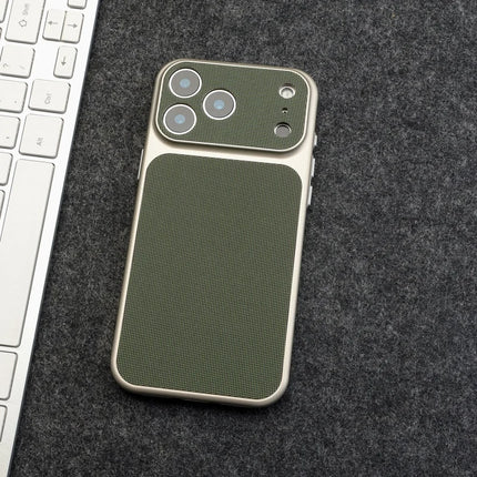 Vintage Woven Leather Textured Case For iPhone 17 Air 16 15 14 13 12 Pro Max Retro Shockproof PC Plating Armor Hard Phone Cover