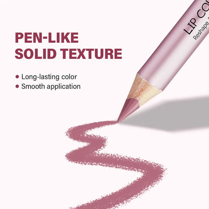 Mini Wooden Lip Liner Set in 4 Colors, Long-lasting And Pigmented Matte Lipstick Pencil, Smoothly Defines Beautiful Lips