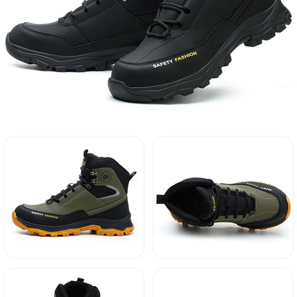 Construction Safety Shoes Men Waterproof Work Boots Anti-smash Steel Toe Shoes Puncture-Proof Indestructible Shoes Safety Shoes