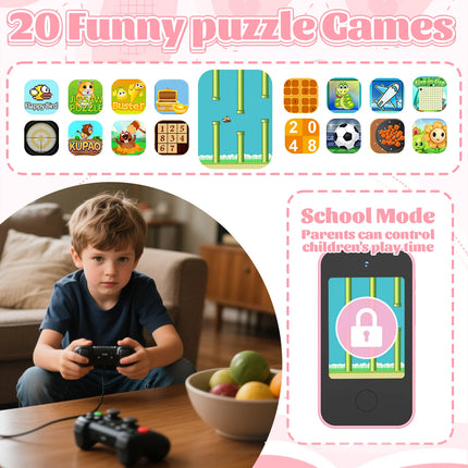 Kids Smart Phone Toy Dual Camera 1080P HD Educational Game Music Player Safe Mode Early Learning Toy Birthday Gift For Boys Girl