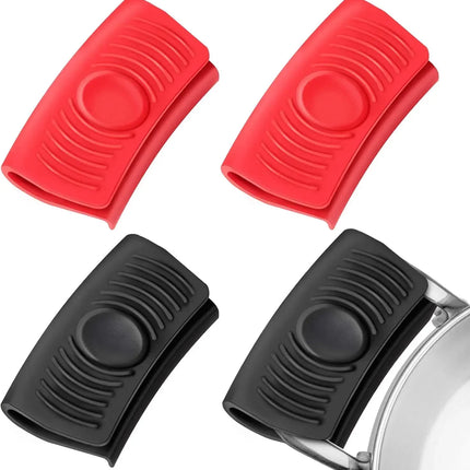 2pcs Silicone Anti-Scald Pot Handle Grip Cover Anti-slip Heat Resistant Pot Clip Holder Sleeve for Frying Cast Iron Skillet Pan