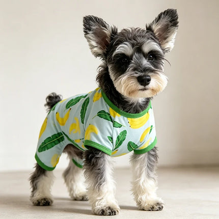 Dogs Pajamas Cute Banana Leaf for Small Dogs Soft Material Stretchable four-legged pet jumpsuit Indoor Pet Loungewear