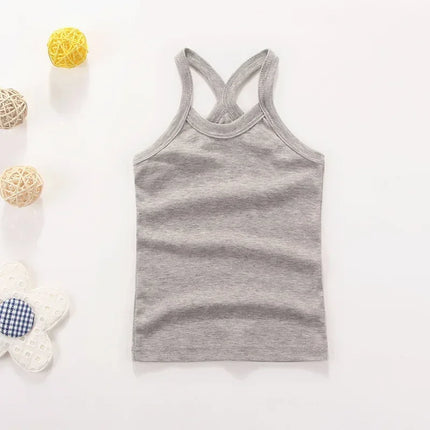 Children's Vests T-shirts Summer Boys Girls Cotton Sports Tops Waistcoat Solid Color Casual Kids Vest