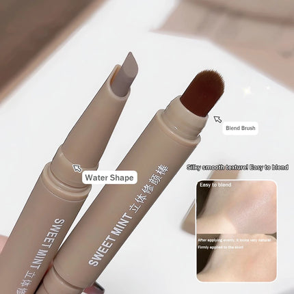 Contour Pen Double Head Bronzer Stick with Brush Nose Shadow Cream Contouring Pen Waterproof Natural Sculpting Makeup Cosmetics