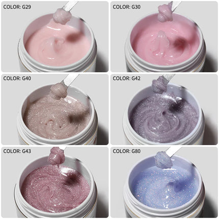 MSHARE 50g Shimmer Pink White Acrylic Gel TPO Free Glitter Shiny Extension Acryl Hard Gel Nails Sculpting Construction